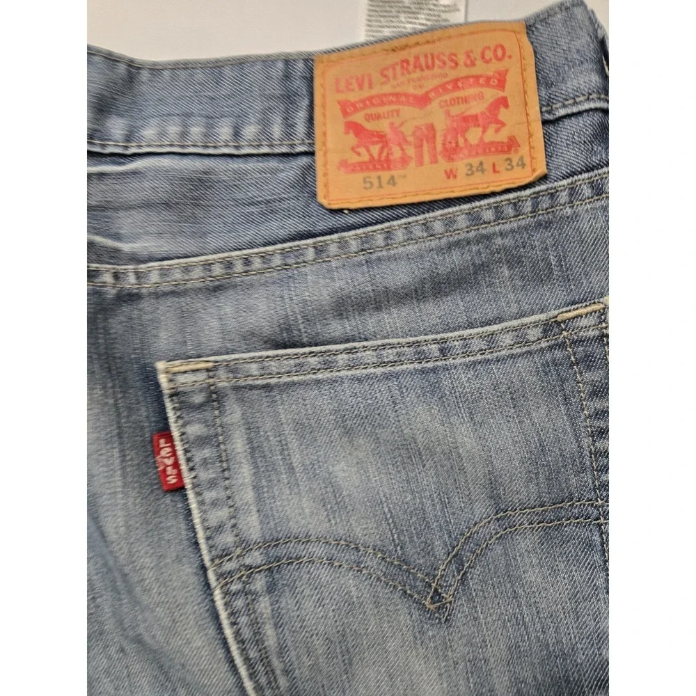 Levi's 514 Straight Fit Jeans Men's 34x34 Blue Denim Medium‎ Wash Actual 35x32